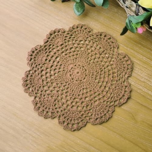 Blausky 6 Stück Runde Bestickte Tischmatte,Häkeldeckchen,Spitzendeckchen Tischset Kleine Häkeln Tischläufer Baumwolle Untersetzer,Tischdecken für Tassen Schalen Teller Vasen Antike,20 cm,Kaffeefarbe Blausky 6 Stück Runde Bestickte Tischmatte,Häkeldeckchen,Spitzendeckchen Tischset Kleine Häkeln Tischläufer Baumwolle Untersetzer,Tischdecken für Tassen Schalen Teller Vasen Antike,20 cm,Kaffeefarbe von Blausky