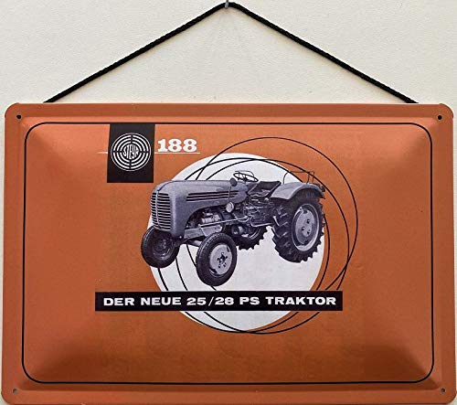 Blechschild mit Kordel 18 x 12 cm Steyr Traktor Typ 188 der Neue 25/28 PS Traktor ! - Blechemma von Blechemma