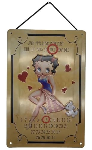 Blechschild mit Kordel 30 x 20 cm Betty Boop Endloskalender mit magnetischen roten Ringen - Blechemma von Blechemma