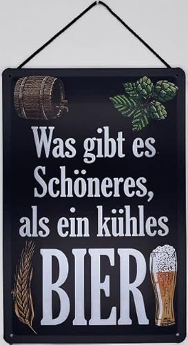 Blechschild mit Kordel 30 x 20 cm Bier Schild: Was gibt es Schöneres, als ein kühles Bier ! - Blechemma von Blechemma