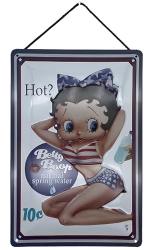 Blechschild mit Kordel 30 x 20 cm Hot ? Betty Boop natural spring water 10 c - Blechemma von Blechemma