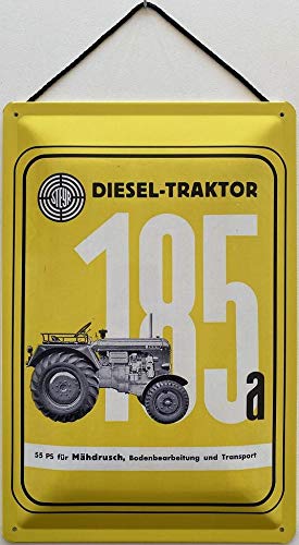 Blechschild mit Kordel 30 x 40 cm Steyr Diesel Traktor Typ 185a 55 PS für Mähdrusch Bodenarbeit und Transport - Blechemma von Blechemma