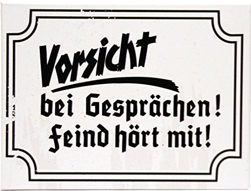 Kühlschrank Metall Magnet 6x8 cm Vorsicht bei Gesprächen Nostalgie Tin Sign EMAG325 von WOGEKA ART