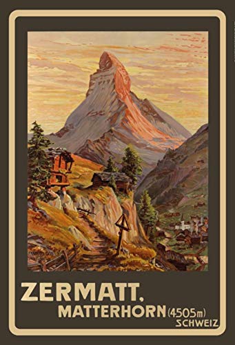 Blechschild 20 x 30 cm Schatzmix Alpen Schweiz Matterhorn Zermatt Metallschild Wanddeko 20x30 tin Sign Blechschild, Blech, Mehrfarbig, 20x30 cm von Blechschild 20 x 30 cm