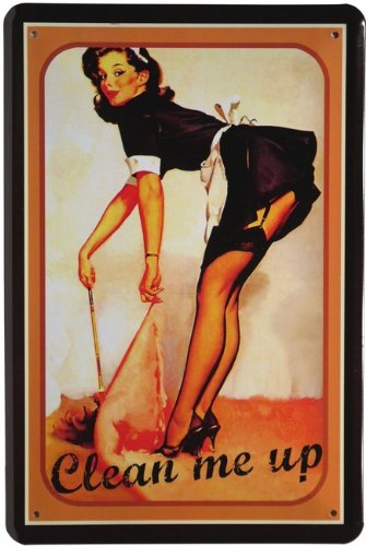 Blechschild Pin Up Clean me up 20 x 30cm Reklame Retro Blech 357 von WOGEKA ART