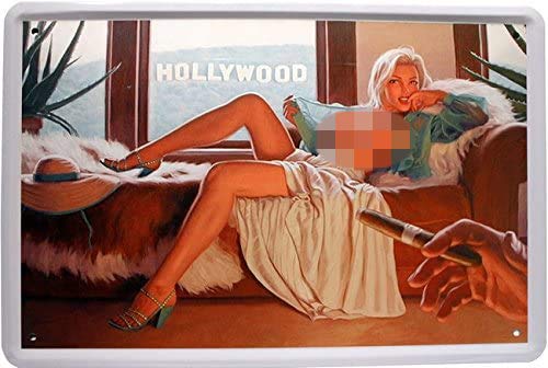 WOGEKA ART Retro Blechschild - Girl PinUp Hollywood - witziger Spruch als Geschenk-Idee zum Geburtstag Weihnachten zur Dekoration 20x30 cm Vintage-Design aus Metall 383 von WOGEKA ART