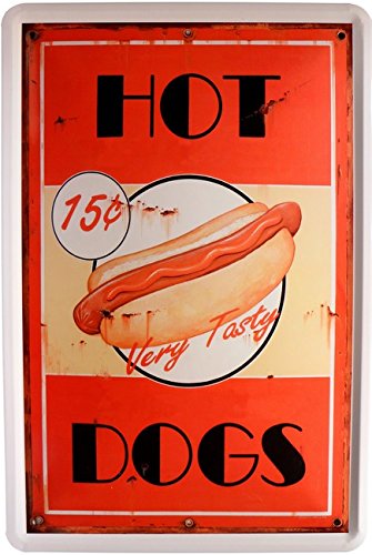 WOGEKA ART Retro Blechschild - Hot Dogs - witziger Spruch als Geschenk-Idee zum Geburtstag Weihnachten zur Dekoration 20x30 cm Vintage-Design aus Metall 1125 von WOGEKA ART
