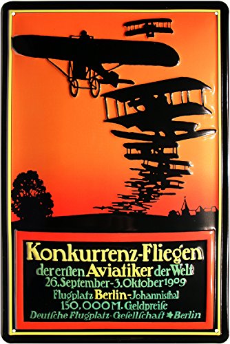 Flugplatz Berlin Aviatiker 1909 geprägt Nostalgie Blechschild 20x30 Blech 1865 von Blechschild 20 x 30 cm