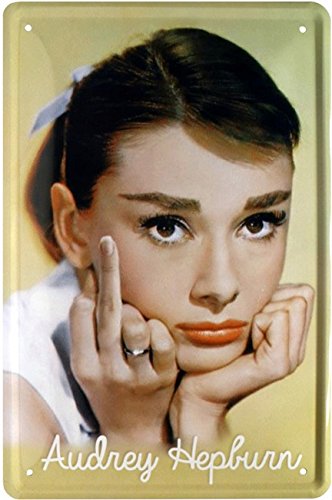 Frech! Audrey Hepburn Finger Stinkefinger Blechschild 20 x 30 Retro Blech 1722 von Blechschild 20 x 30 cm