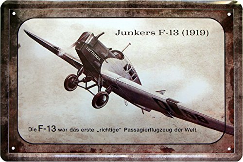 Junkers F-13 Lufthansa 1919 Flugzeug Plain 20x30 cm Blechschild 72 von Blechschild 20 x 30 cm