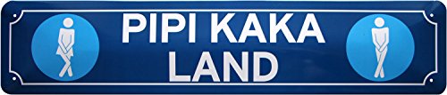 Pipi Kaka Land WC Toilette Schild Klo Straßenschild Blechschild 46 x 10 cm STR67 von WOGEKA ART