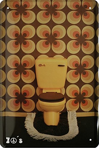 WOGEKA ART Retro Blechschild - The 70´s Retro Toilette - WC 70er Jahre Kult - witziger Spruch als Geschenk-Idee zum Geburtstag Weihnachten Deko 20x30 cm Vintage-Design Metall 1789 von WOGEKA ART