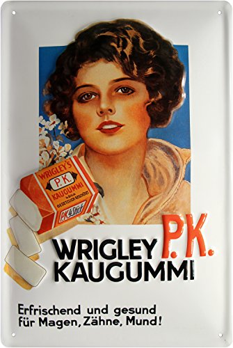 Wrigley P.K. Kaugummi geprägt Nostalgie Reklame Blechschild 20x30 Blech 587 von Blechschild 20 x 30 cm