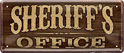 WOGEKA ART Retro Blechschild - Sheriff's Office Western Wild West - witziger Spruch als Geschenk-Idee zum Geburtstag Weihnachten zur Dekoration 28x12 cm Vintage-Design aus Metall 1193 von WOGEKA ART