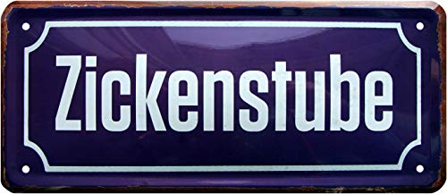 WOGEKA ART Retro Blechschild - Zickenstube Mädchen Zimmer - witziger Spruch als Geschenk-Idee zum Geburtstag Weihnachten zur Dekoration 28x12 cm Vintage-Design aus Metall 1132 von WOGEKA ART