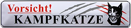WOGEKA ART Retro Blechschild - Vorsicht KAMPFKATZE - Katze - witziger Spruch Geschenk-Idee Geburtstag Weihnachten Dekoration 46x10 cm Vintage-Design Straßenschild Metall STR199 WOGEKA ART Retro Blechschild - Vorsicht KAMPFKATZE - Katze - witziger Spruch Geschenk-Idee Geburtstag Weihnachten Dekoration 46x10 cm Vintage-Design Straßenschild Metall STR199 von WOGEKA ART