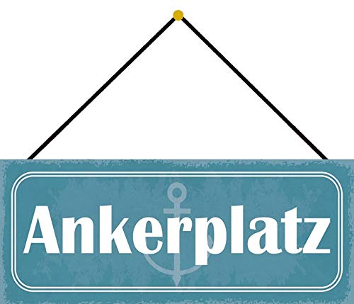 Blechschild mit Kordel 27 x 10 cm Wand/Tür Schild: Ankerplatz - Blechemma von Blechschild