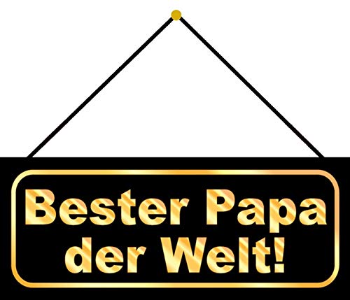 Blechschild mit Kordel 27 x 10 cm Wand/Tür Schild: Bester Papa der Welt - Blechemma von Blechschild