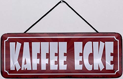 Blechschild mit Kordel 27 x 10 cm Wand/Tür Schild: Kaffee Ecke - Blechemma von Blechschild
