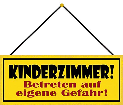 Blechschild mit Kordel 27 x 10 cm Wand/Tür Schild: Kinderzimmer ! Betreten auf eigenen Gefahr - Blechemma von Blechschild