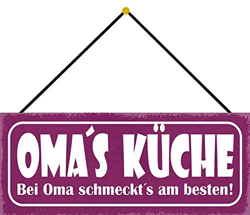 Blechschild mit Kordel 27 x 10 cm Wand/Tür Schild: Oma`s Küche. bei Oma schmeckt`s am besten - Blechemma von Blechschild