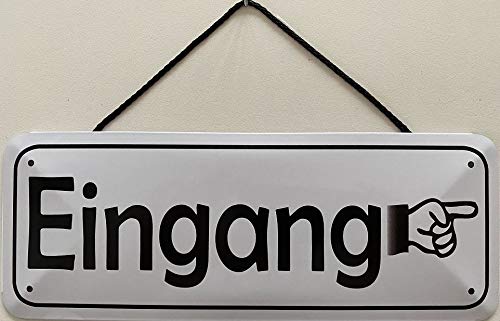 Blechschild mit Kordel 27 x 10 cm Wegweiser: Eingang rechts - Blechemma von Blechschild