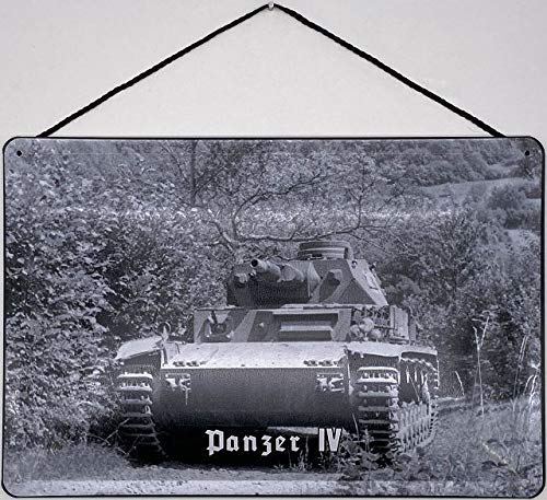 Blechschild mit Kordel 30 x 20 cm Panzer IV Waldweg - Blechemma von Blechschild
