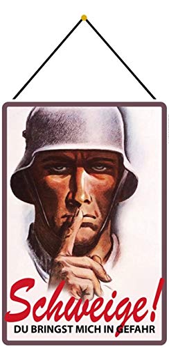 Blechschild mit Kordel 30 x 20 cm Schweige Soldat ! Du bringst uns in Gefahr ! - Blechemma Blechschild mit Kordel 30 x 20 cm Schweige Soldat ! Du bringst uns in Gefahr ! - Blechemma von Blechschild