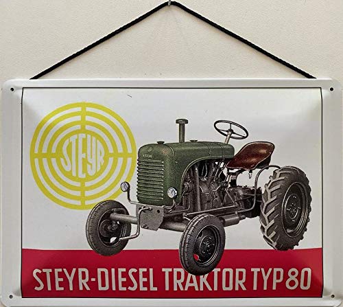 Blechschild mit Kordel 30 x 20 cm Steyr Diesel Traktor Typ 80 - Blechemma von Blechschild