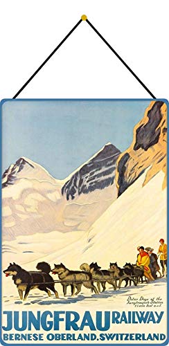 Blechschild mit Kordel 30 x 20 cm Switzerland Jungfrau Railway - Blechemma von Blechschild