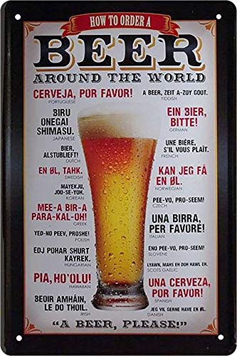 Blechschilder Bier lustiger Spruch How to Order a Beer Around The World Deko Schild Bar-Schild Theke 20x30 cm von Blechschilder
