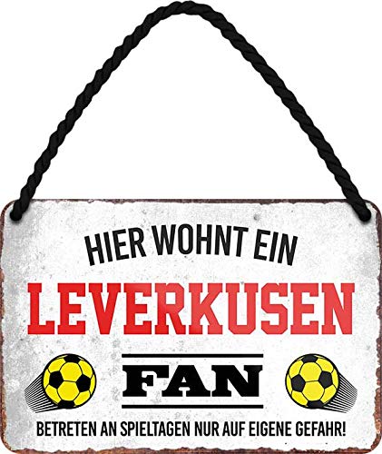 Blechschilder Hier WOHNT EIN Leverkusen Fan Hängeschild für Fußball Begeisterte Deko Artikel Schild Geschenkidee 18x12 cm von schilderkreis24