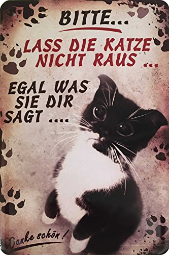 Blechwaren Fabrik Braunschweig GmbH Bitte Lass die Katze Nicht Raus Blechschild 20x30 cm PC 300/444 von Blechwaren Fabrik Braunschweig GmbH