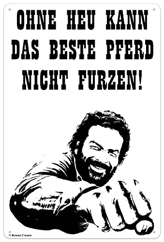 Blechwaren Fabrik Braunschweig GmbH Bud Spencer und Terence Hill - Ohne Heu kann das Beste Pferd Nicht furzen! - Blechschild - 20x30 cm 300/C008 von Blechwaren Fabrik Braunschweig GmbH