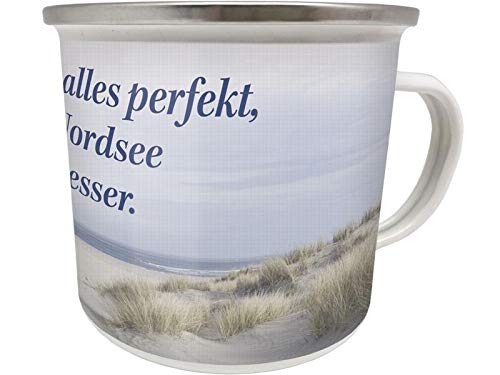 Blechwaren Fabrik Braunschweig GmbH Emaille Becher 0,5 L - AN DER NORDSEE Wird Alles Besser - EB25 Tasse Urlaub Meer von Blechwaren Fabrik Braunschweig GmbH