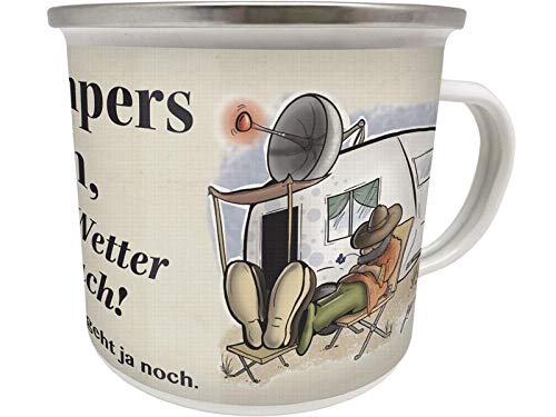 Blechwaren Fabrik Braunschweig GmbH Emaille Becher 0,5 L - Campers Fluch - SCHLECHTES Wetter. - EB43 Tasse Camping von Blechwaren Fabrik Braunschweig GmbH