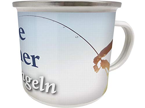 Blechwaren Fabrik Braunschweig GmbH Emaille Becher 0,5 L - ECHTE MÄNNER GEHEN Angeln ! EB63 Angler von Blechwaren Fabrik Braunschweig GmbH