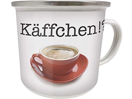 Blechwaren Fabrik Braunschweig GmbH Emaille Becher 0,5 L - KÄFFCHEN!? - EB39 Tasse Kaffee Cafe Coffee Espresso von Blechwaren Fabrik Braunschweig GmbH