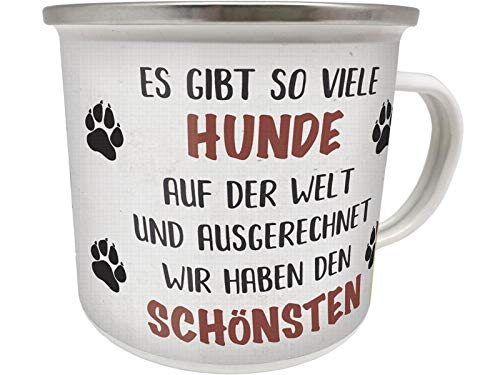 Blechwaren Fabrik Braunschweig GmbH Emaille Becher 0,5 L - SO VIELE Hunde AUF DER Welt - HABEN DEN SCHÖNSTEN EB72 von Blechwaren Fabrik Braunschweig GmbH