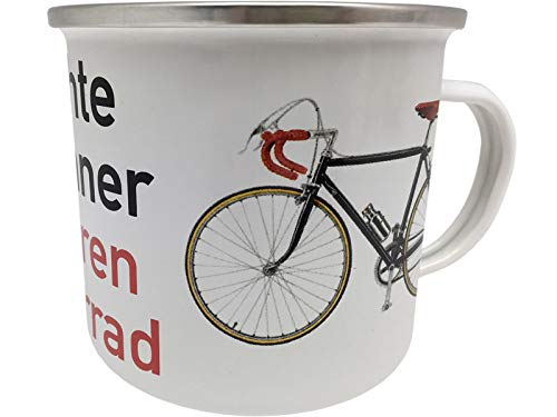 Blechwaren Fabrik Braunschweig GmbH Emaille Becher - Echte Männer Fahren Fahrrad - EB19 emaillierte Tasse 0,5l von Blechwaren Fabrik Braunschweig GmbH