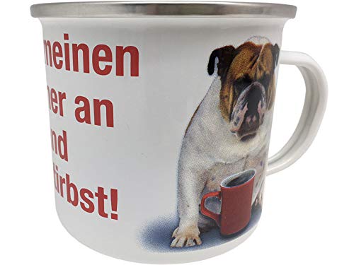 Blechwaren Fabrik Braunschweig GmbH Emaille Becher - Fass Meinen Becher Nicht an Hund - EB14 emaillierte Tasse 0,5l von Blechwaren Fabrik Braunschweig GmbH