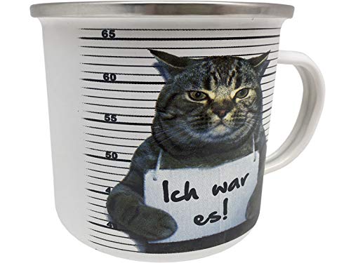 Blechwaren Fabrik Braunschweig GmbH Emaille Becher - Katze Ich war es - EB17 emaillierte Tasse 0,5l von Blechwaren Fabrik Braunschweig GmbH