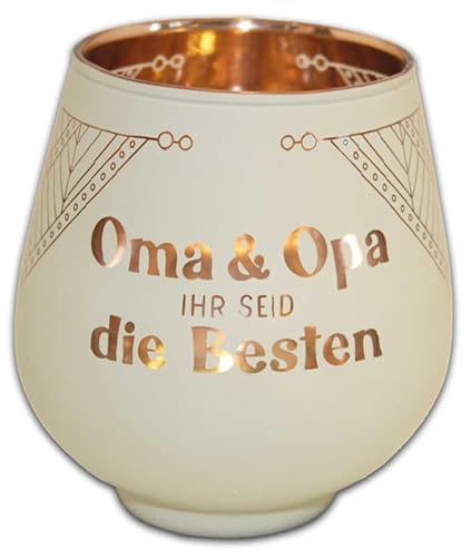 Blechwaren Fabrik Braunschweig GmbH Windlicht aus Glas - gelaserte Schrift - Oma & Opa sind die Besten - KKL07 Windlichtglas Kultlicht von Blechwaren Fabrik Braunschweig GmbH