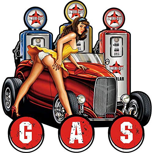 Blechwaren Fabrik Braunschweig GmbH XXL Pin up Blechschild Gasoline Tankstelle Ameri-Gas Hot Rod 38 x 38 cm Pinup5 von Blechwaren Fabrik Braunschweig GmbH