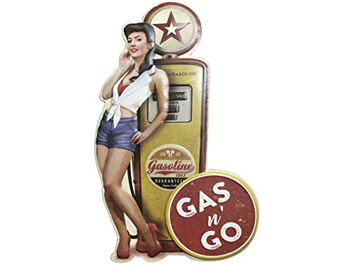 Blechwaren Fabrik Braunschweig GmbH XXL Pin up Blechschild Gasoline Tankstelle Gas n´ Go 32 x 51 cm Pinup7 von Blechwaren Fabrik Braunschweig GmbH