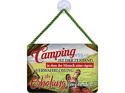 Blechwaren Fabrik Braunschweig Kulthänger Blechschild - Camping VERWAHRLOSUNG ERHOLUNG KH135 von Blechwaren Fabrik Braunschweig GmbH