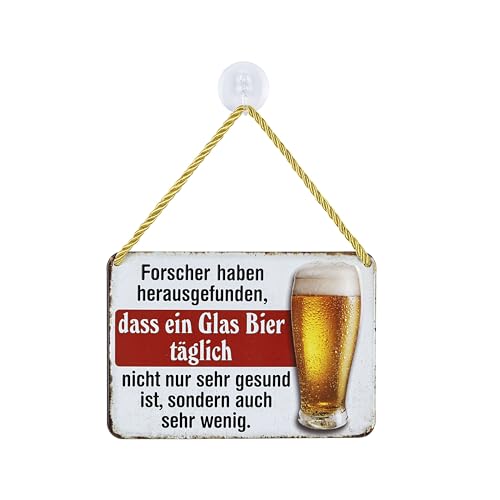 Blechwaren Fabrik Braunschweig Kulthänger Blechschild - Forscher- 1 Glas Bier täglich wenig! KH179 von Blechwaren Fabrik Braunschweig GmbH