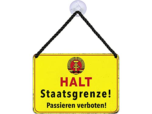 Blechwaren Fabrik Braunschweig Kulthänger Blechschild - Halt STAATSGRENZE - PASSIEREN VERBOTEN - DDR KH139 von Blechwaren Fabrik Braunschweig GmbH