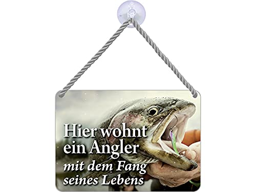 Blechwaren Fabrik Braunschweig Kulthänger Blechschild Hier wohnt EIN Angler mit dem Fang seines Lebens KH109 von Blechwaren Fabrik Braunschweig GmbH