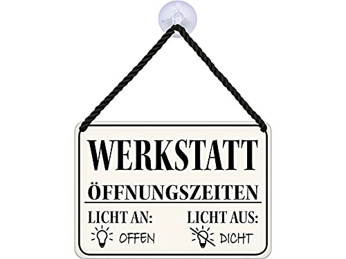Blechwaren Fabrik Braunschweig Kulthänger Blechschild - Werkstatt ÖFFNUNGSZEITEN KH120 von Blechwaren Fabrik Braunschweig GmbH
